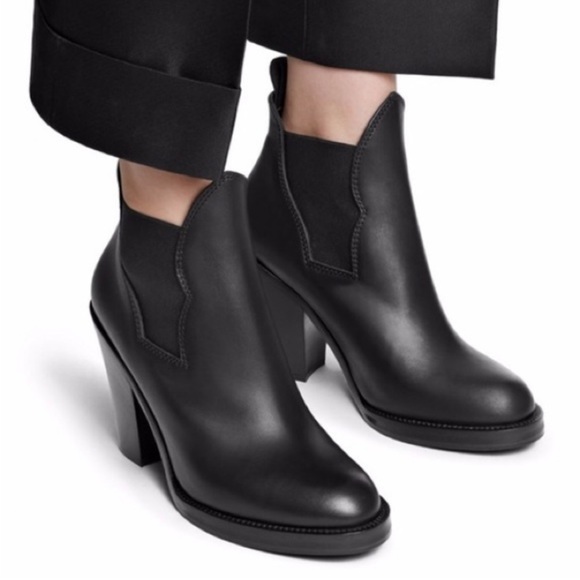Acne Black Leather Star Heeled Ankle Boots 39 - Picture 1 of 7